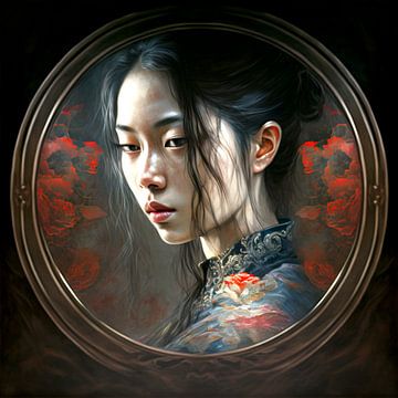 Woman Portrait Mirror modern Mysterious Reflection by gm_designs