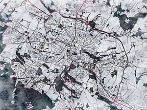 Karte von Detmold im stil 'White winter'