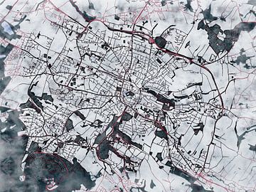 Kaart van Detmold in de stijl 'White Winter' van Maporia