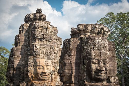 Gezichten van Boeddha in Bayon, Cambodja