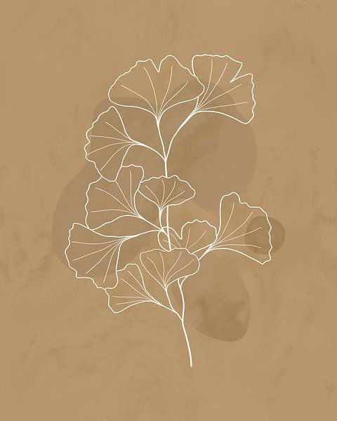 Minimalistische illustratie van Ginkgo-bladeren 2 van Tanja Udelhofen
