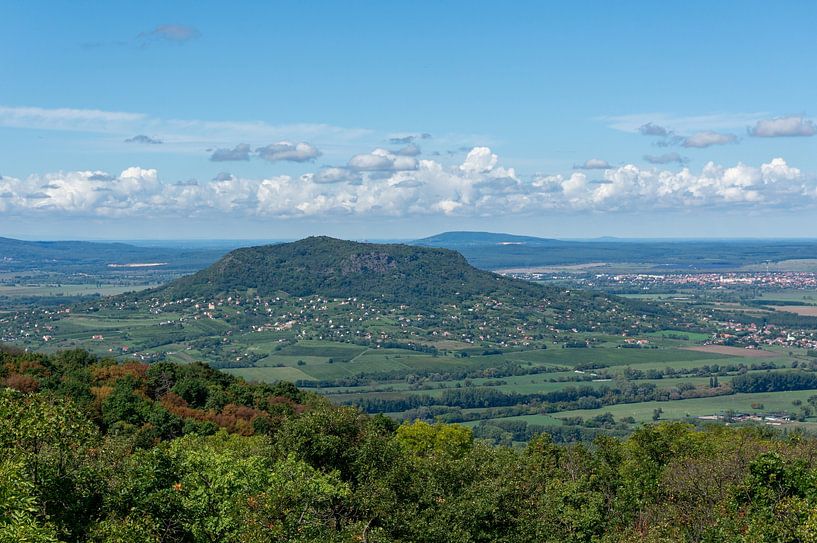 Groen landschap met vulkanische bergen in Hongarije en blauwe luchten van Animaflora PicsStock