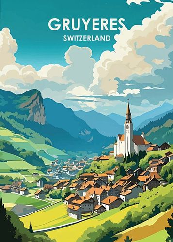 Picturesque Village of Gruyères in the Swiss Countryside