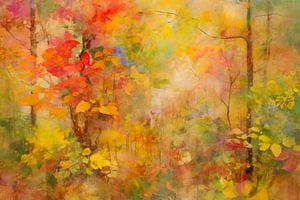 Abstract, schilderij, magisch herfstbos van Joriali Abstract