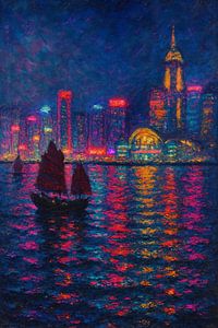 Hongkong - Neon Reflections Harbor
