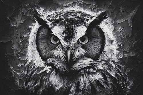Mystieke zwart-wit uilkunst