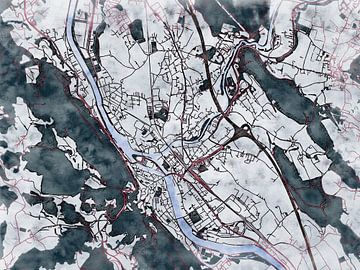 Kaart van Hallein in de stijl 'White Winter' van Maporia