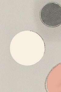Abstracte minimalistische kunst met roze en witte cirkels op neutrale achtergrond