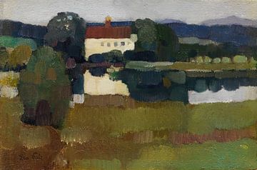 Leo Putz - Kasteel aan het meer (Hartmannsberg) (1909) van Peter Balan