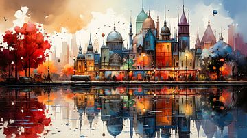 Arab city in abstract art style by Animaflora PicsStock