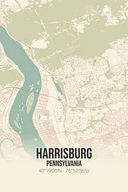 Vintage map of Harrisburg (Pennsylvania), USA. by Prints of Place