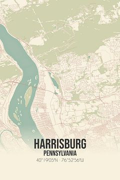 Vintage map of Harrisburg (Pennsylvania), USA. by Rezona