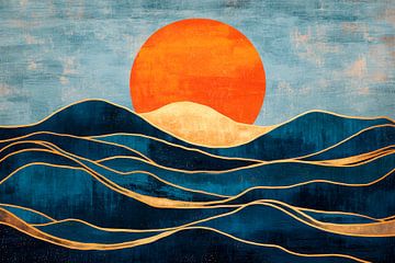 Lever de soleil sur de douces vagues sur Poster Art Shop