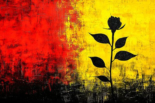 Silhouet roos op kleurrijke achtergrond