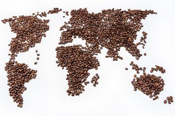 World map of coffee beans