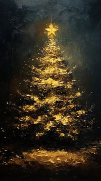 Weihnachtsstern | Goldener Weihnachtsbaum von Wunderbare Kunst