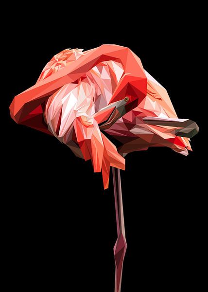 Rosa Flamengo Low Poly von Yoga Art 15