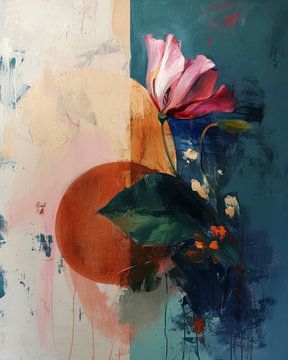 Abstracte bloemen in warme pastelkleuren van Carla Van Iersel