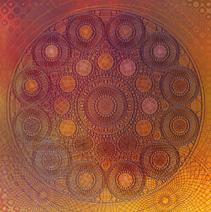 Mandala von Kreisen in orange-gelb