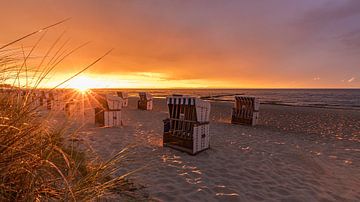 Panorama de chaises de plage sur la plage à Kühlungsborn sur la mer Baltique sur Werner Dieterich
