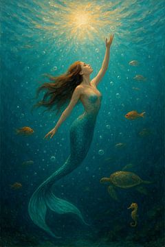 Mermaid underwater painting. by Johannes