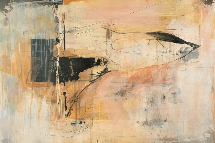 Abstract Painting, Peach Fuzz and Soft Pastels by BowiScapes abstract and digital art
