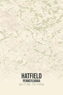 Vintage landkaart van Hatfield (Pennsylvania), USA. van Rezona
