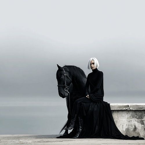 Connected in Silence | Art équestre noir et blanc sur Karina Brouwer