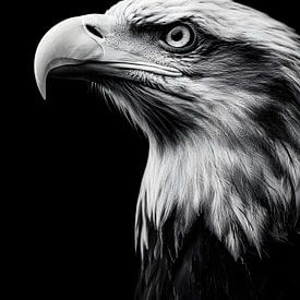 Close-up of an eagle – a majestic black-and-white portrait by drdigitaldesign