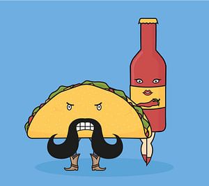 Taco & Hotsauce van Lazyfox Illustrations