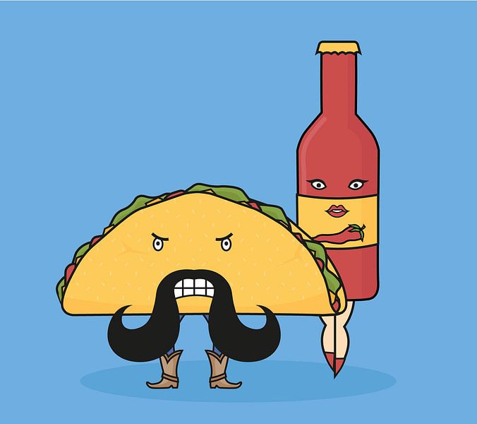 Taco & Hotsauce van Lazyfox Illustrations