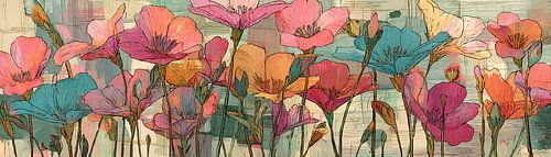 Vrolijk Bloemen Schilderij met Kleuren