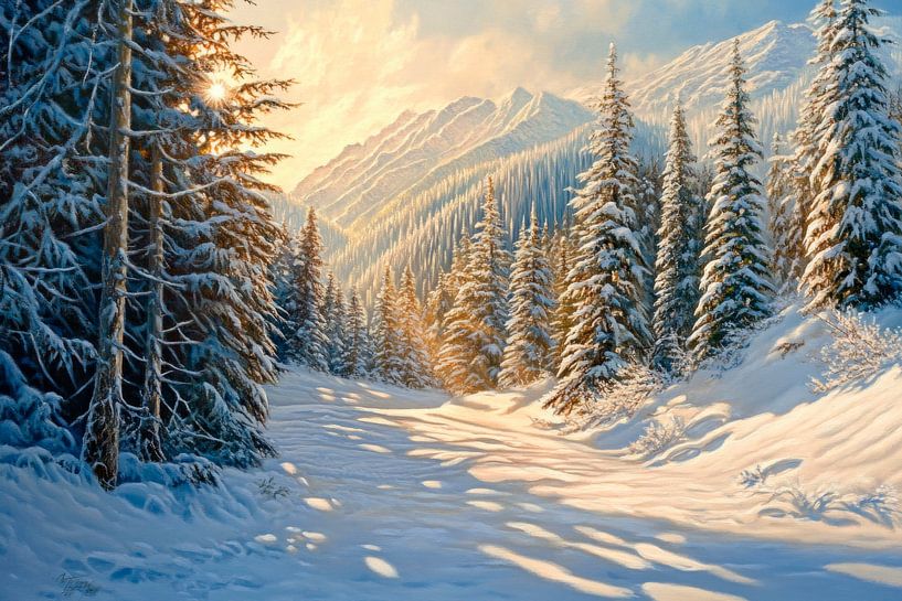 Winterwald Lichtspiel von Poster Art Shop