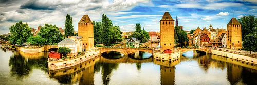 Panorama Covered bridges in the district Little France in Strasbourg France
