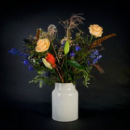 Flowers in white vase by Richard Zeinstra