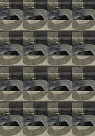 Brutalist retro pattern in neutral colors on linen. by Dina Dankers