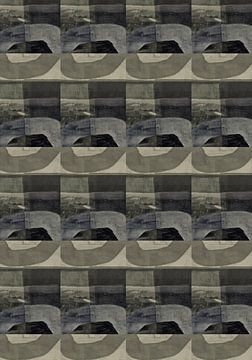 Brutalistisch retropatroon in neutrale kleuren op linnen. van Dina Dankers