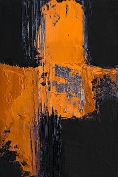 Abstrakte Malerei in Schwarz und Orange