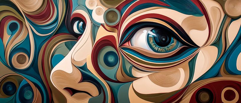 Abstracte portretcompositie in kleuren van Poster Art Shop