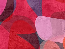 Flowing shapes in warm red, pink and violet by Dina Dankers