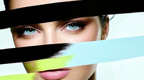 Portret met gekleurde strepen