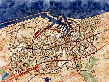 Kaart van Dunkirk in de stijl 'Serene Summer' van Maporia