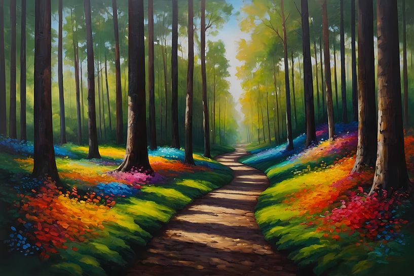 Betoverend Kleurrijk Bos met Wandelend Pad van Art & Soul Creations