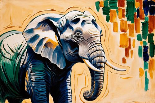 Kleurrijk olifantenschilderij in expressie