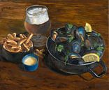 Muscheln mit Bier und Chips Ölgemälde von Astridsart Miniaturansicht