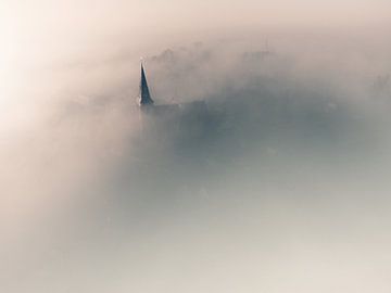 Genemuiden's Grote Kerk in the Morning Mist by DutchDroneBird