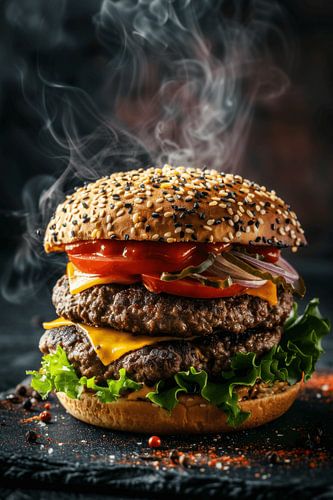 Hete cheeseburger - Stijlvolle keukenposter