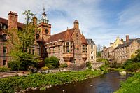 Dean Village en het water van Leith, Edinburgh, Schotland, Verenigd Koninkrijk