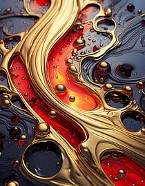 Goud en rood met patroon