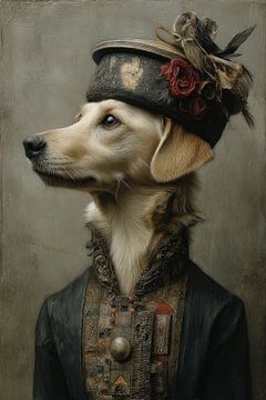 Der exzentrische Modedesigner - Vintage-Hundeporträt